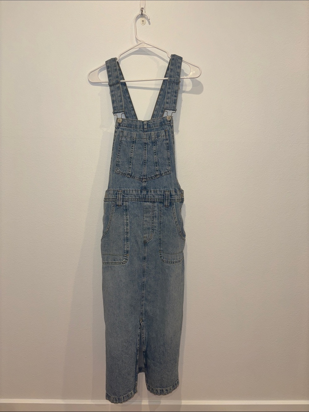 Denim Overall Dress - Light Blue